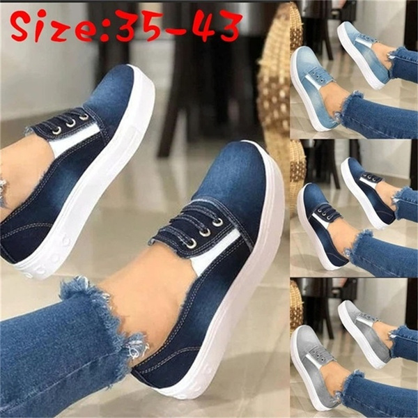 Ritualay Women Skate Shoe Denim Canvas Sneaker Slip-Ons Flats Comfort Casual  Sneakers Sports Daily Zipper Walking Shoes Pink 7 - Walmart.com