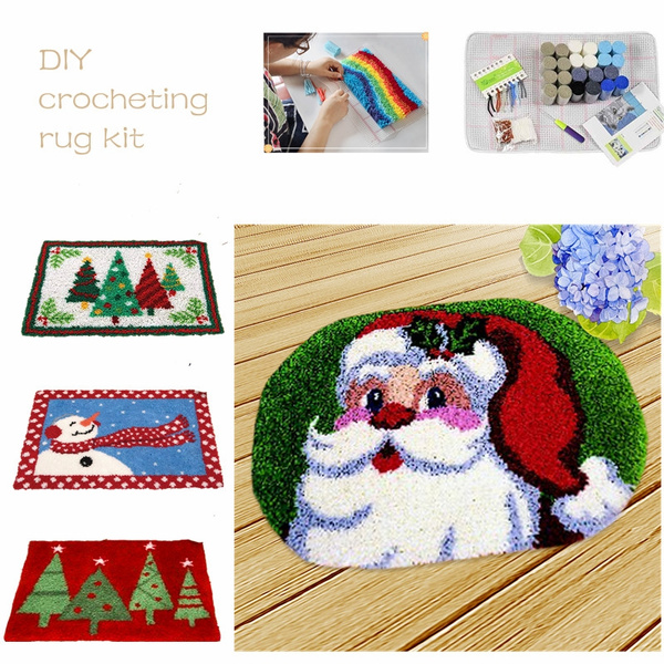 Christmas Latch Hook Rug Kits Carpet Embroidery Latch Hook Kits Needlework  Crochet Cross Stitch Christmas DIY