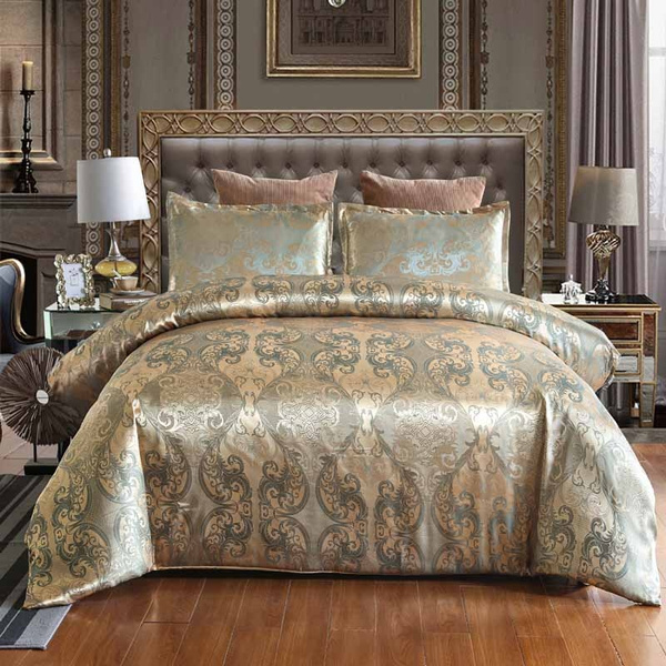 Rose Gold Luxurious 2 3pcs Set Silk Embroidery Flower Bedding Queen Size Satin Jacquard Duvet Cover No Comforters And Sheets Wish Queen Size Satin Jacquard Duvet Cover, Rose Gold Bedding King Size