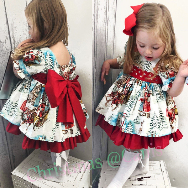 Girls Christmas Santa Snowman Swing Dress - Long Sleeve Party Dress, Sizes 5-13 Years, Polyester Blend - View #6