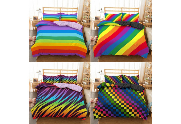 Velvet Thick Fitted Sheet Love Rainbow Striped Print - Temu