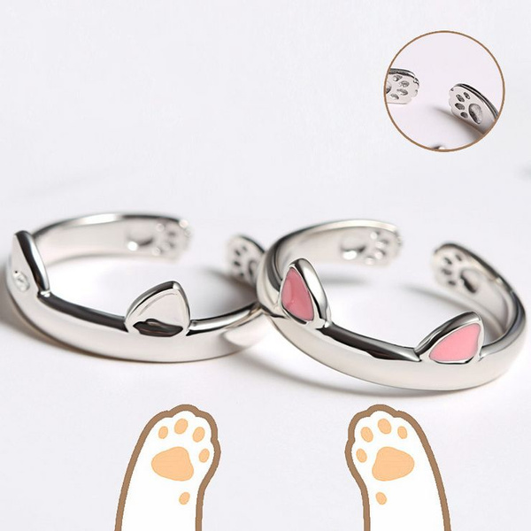 Cat Design Finger Ring For Women Girls Gift Jewelry Adjustable Size ONE FREE 