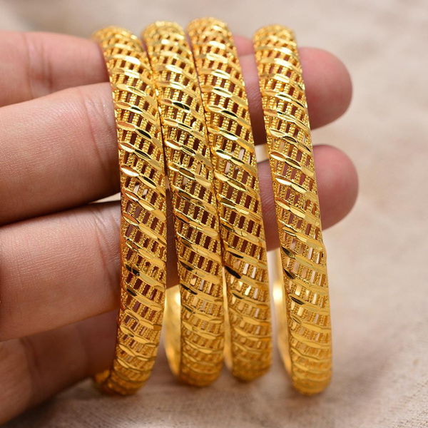 4PCS 24k Dubai Gold Bangles for Women Girl BABY Middle East Gold Bangles  Ethiopian Mesh Bracelets Wedding Jewelry African Gifts | Wish
