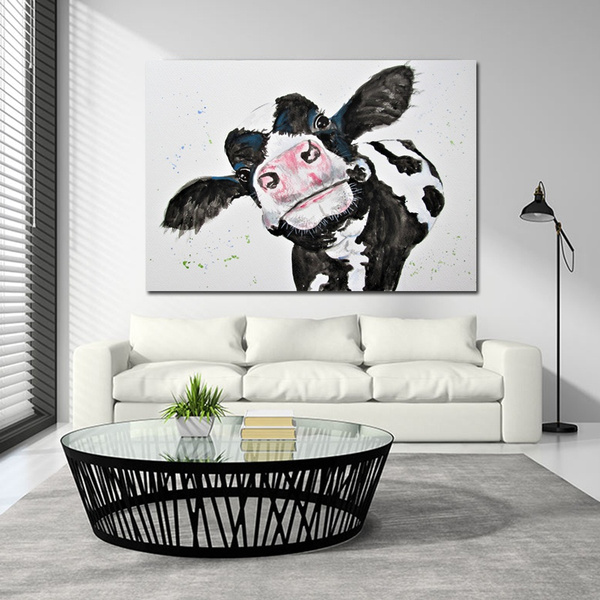 large cow canvas art