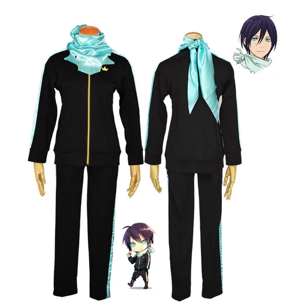3pcs/set Anime Noragami Stray God Yato Cosplay Costume Men Sports Outfit  Pants Scarf Whole Set Synthetic Hair Wigs Free Shipping