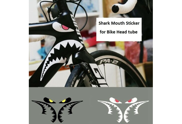 Shark Mouth Sticker for Bicycle Frames Head Tube MTB Road Bike Cycling Decals 