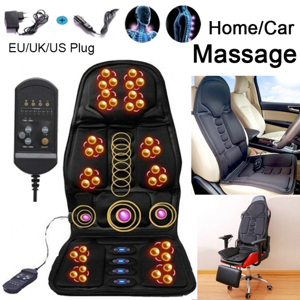 Black Back Massage Chair Car SUV Hot Seat / Home Cushion Neck Pain Waist  Support Massage Cushion Cover