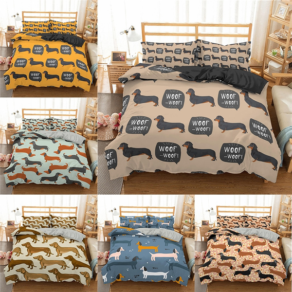 Sausage Dog Dachshund Animal Print Duvet Cover Bedding Set Single Double King 