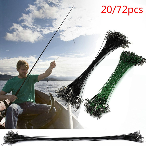 20/72pcs Fishing Wire Line Trace Wire Leader Swivel Spinner Fishing