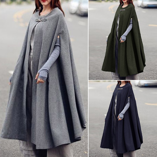 ZANZEA Womens Long Cape Cloak Cardigans Coats Outwear Medieval Robe Winter Tops 