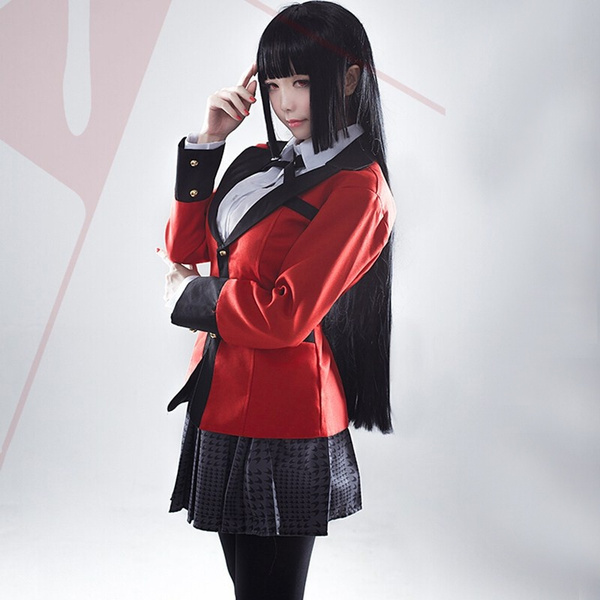 Anime Kakegurui Jabami Yumeko Cosplay Costume Japanese Red Full