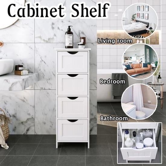 4 Drawers Modern Wood Bathroom Cabinet Shelf Corner Shelf Organizer ...