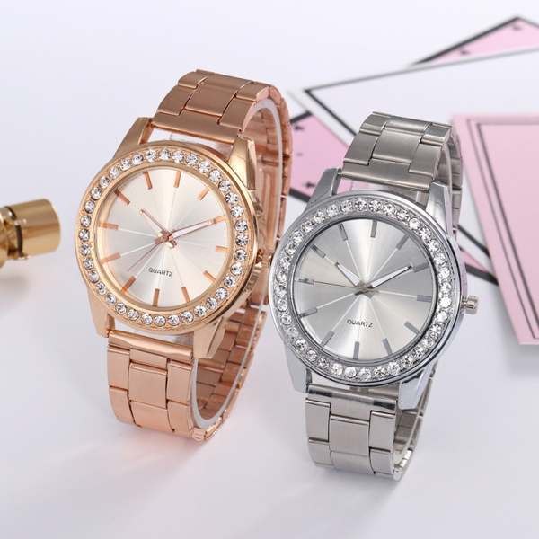 Women Watches Luxury Brand Diamond Quartz Ladies Rose Gold Watch Stainless  Steel