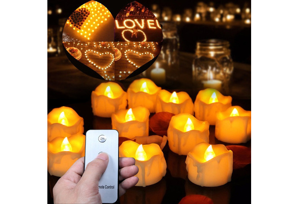 12 Pack Flameless Candles Batery Powered Flickering Steady On Led Light Candles Tea Lights Remote Control Candle Timer Candles Option Wish