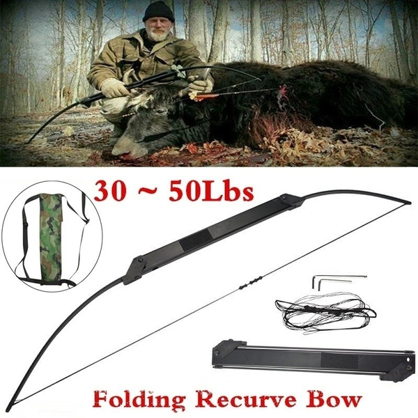 30-50 lbs Competitive Straight Folding Bow for Archery Hunting Fishing  Shooting with arrow bag