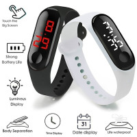 new hot square mirror face silicone band digital watch red led watches metal frame