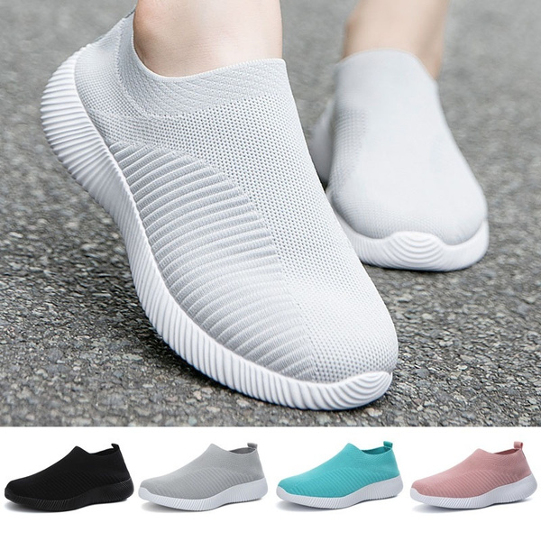 TENGOO Women Casual Shoes Plus Size Breathable Mesh Slip-on Vulcanize Shoes 