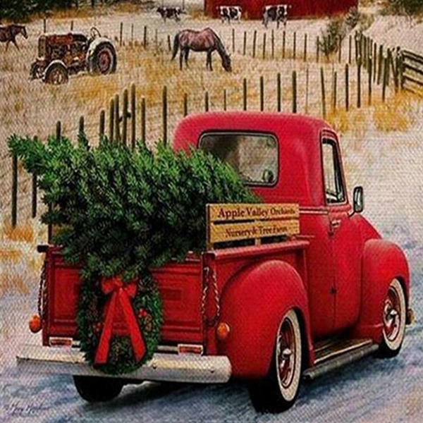 Merry Christmas Red Truck With Gifts Double Sided Winter Garden Flag Without Iron Frame Wish