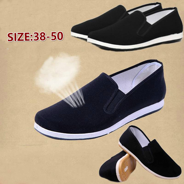 Mens Tradition Chinese Espadrille Slipper Shoes Kung Fu Flat Martial Art Soft 