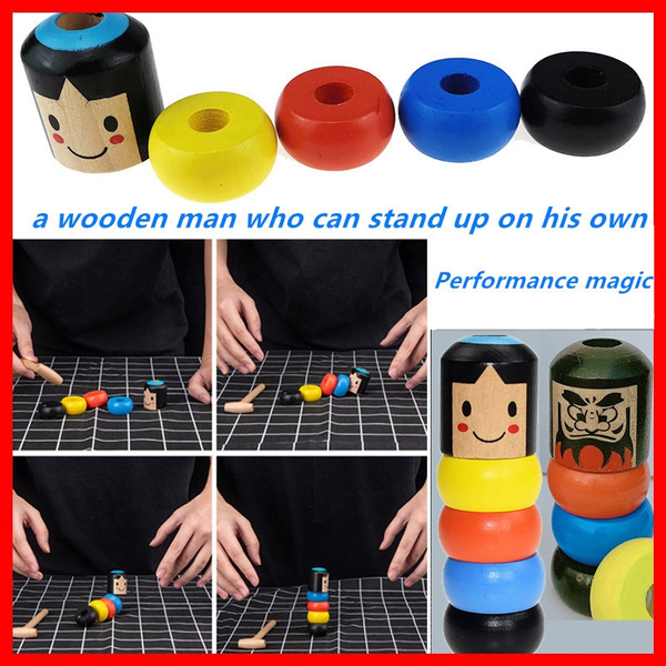 New motionless magic stubborn wooden man funny toy unbreakable toy closeup magic tricks magic