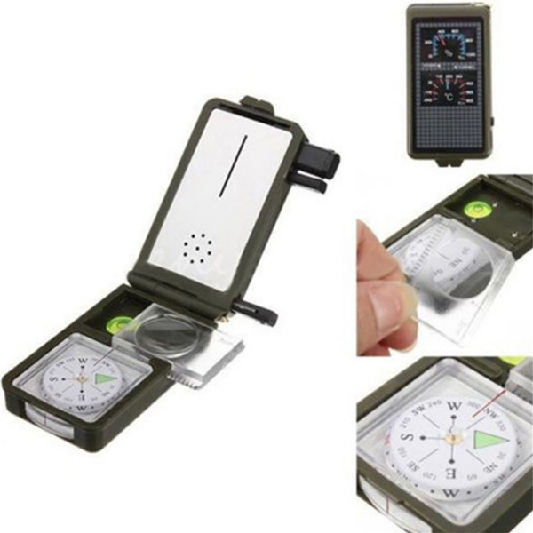 Multi-functional Outdoor Survival Combination Kit Hiking Camping  Level-meter Hygrometer Thermometer Compass Ruler