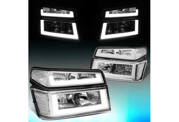 DNA Motoring HL-LB-CCOL044P-CH-CL1 For 2004 to 2012 Chevy Colorado GMC  Canyon Pair Chrome Housing Clear Corner LED DRL Headlight Bumper Lamps 05  06 07 
