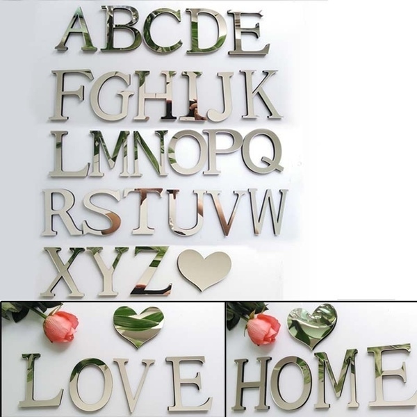Acrylic Mirror Word Eva English Letters, Acrylic Mirror Wall Letters