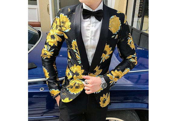 black blazer with flowers