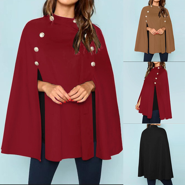 Women Fashion Casual Looe O Neck On Front Winter Cloak Cape Jackets Coats Wish Winter Cloak Cape Jackets Coats, Women S Winter Cape Coat Uk