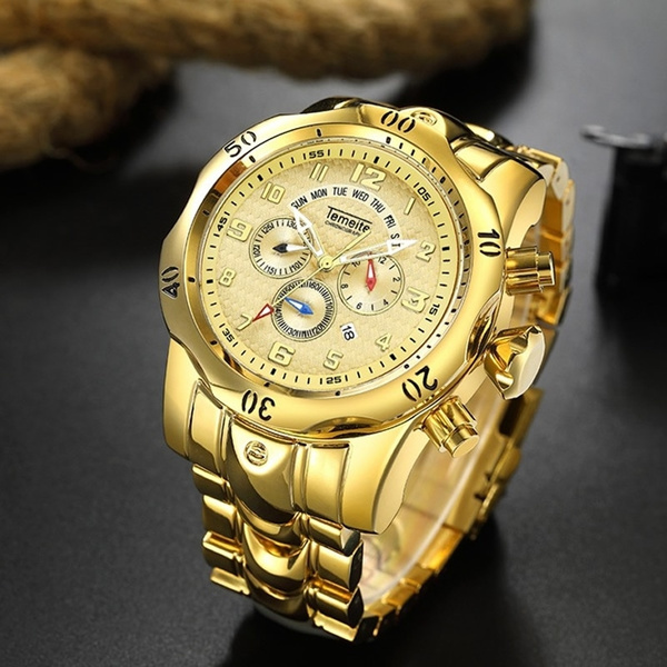 Hot TEMEITE Men s Watch Creative Big Dial Men Quartz Watches Luxury Golden Business Man Clock Waterproof Wristwatches Relogio Masculino