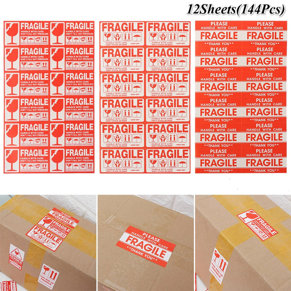 Warning Sign Fragile Labels Adhesive Shipping Packaging Stickers 73x85mm Lot 