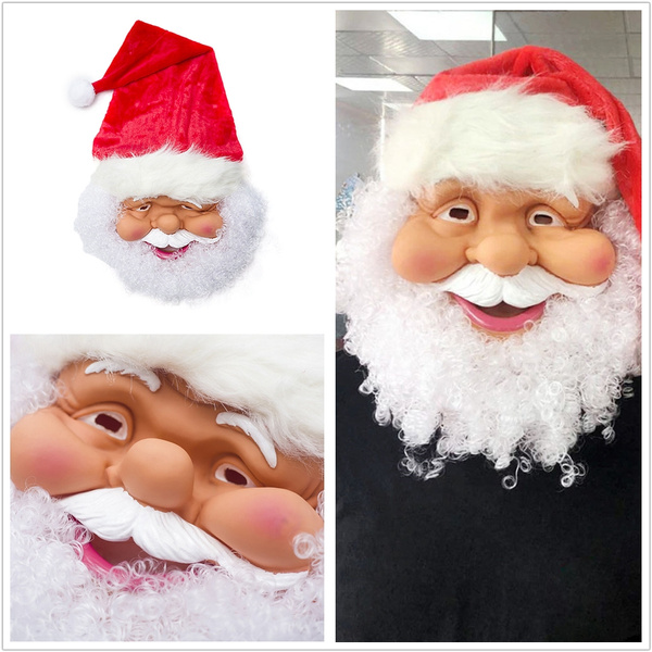 2020 New Santa Claus Mask Christmas Full Face Silicone Santa Claus Mask ...