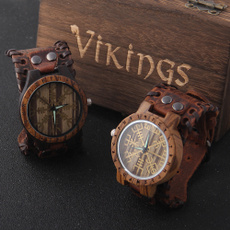 woodenwatch, Box, Leather Strap Watches, vikingwoodenwatch