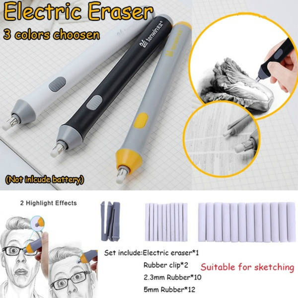 1 Pcs Stationery School Supplies Electric Pencil Eraser Art Sketch Writting  Drawing Mini Refill Erasers. (Not Include Battery)