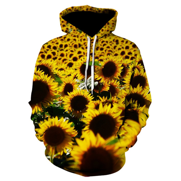 Fashion Unisex 3D print sunflower Pullover hip hop street style long ...