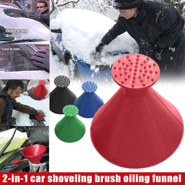 Conical Car Windshield Snow Shovel Two In One Refueling Funnel Snow Shovel  Funnel Car Ice Scraper