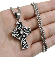 Celtic, Men  Necklace, punk necklace, Cross necklace