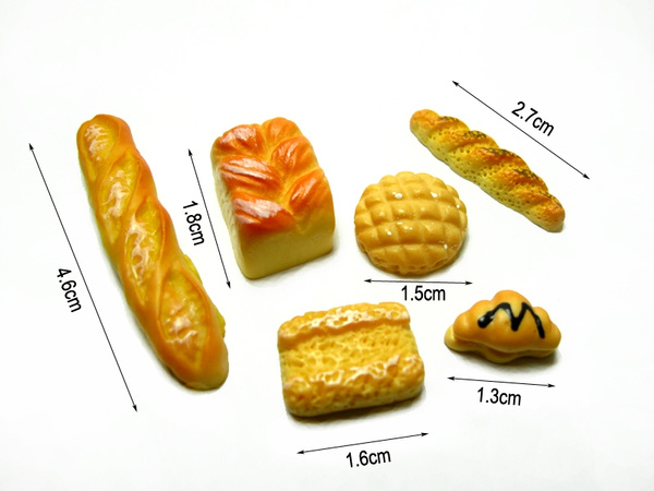 New 6PCS Miniature Bread Toast Kitchen Food Bakery Pastry For 1:12 Dollhouse 
