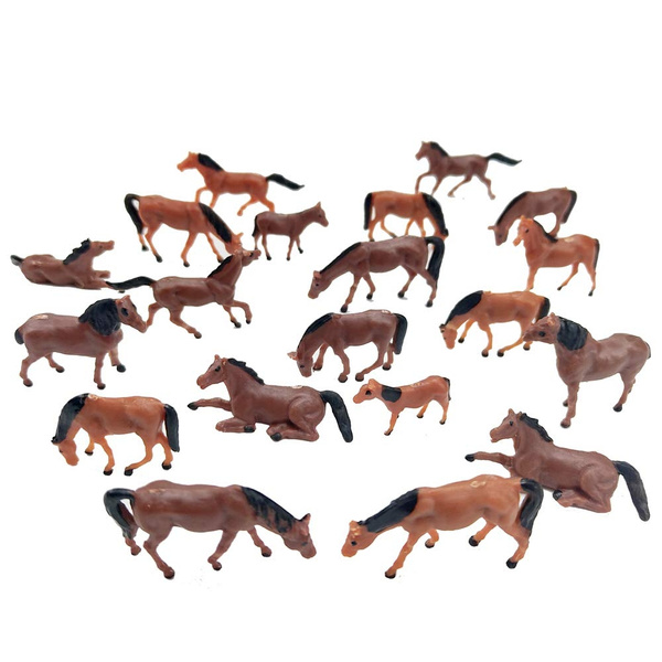 20pcs HO Scale Painted Farm Animals 1:87 Scale Model Horses 10 ...