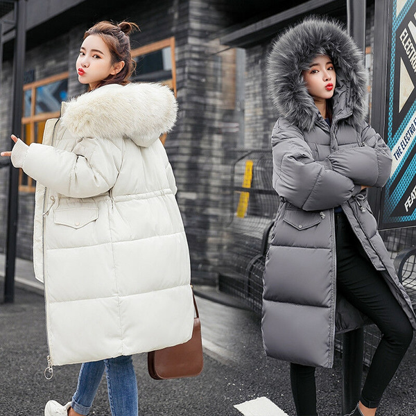 Womens plus size puffer best sale coat with fur hood