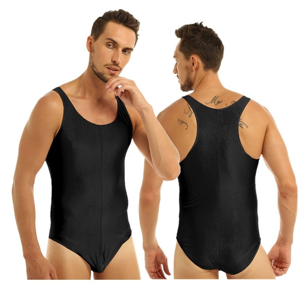 Men Smooth Stretchy Gymnastics Bodysuit Leotard Bikini Thongs Swimwear  Underwear