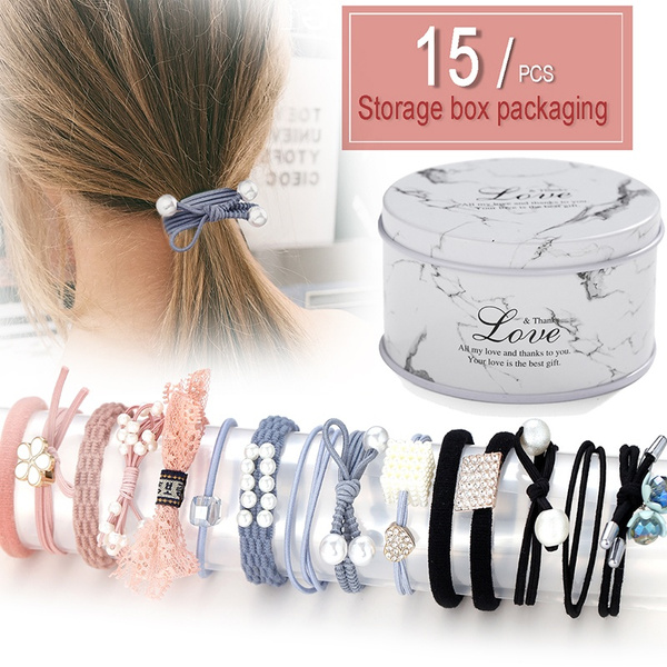 High Quality Sweet Crystal Pearl Hair Tie Ring