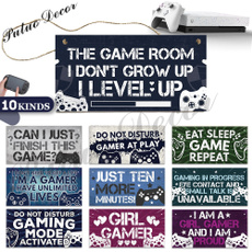 12 Kinds of Gamer Signs Door Hanging Decor Boy Gift Wooden Plaques Home Decoration（3.9"×7.8"）