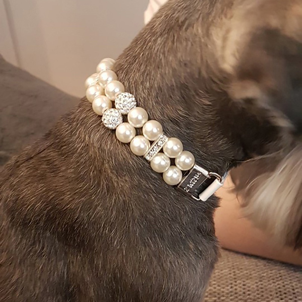 Dog Pearl Collar PU Leather Dog Collar 