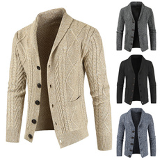 New Winter Men's Long Sleeve Sweater Lapel Cardigan Button Knit Sweater Jacket Tide Warm Jacket Knitted Cardigan 