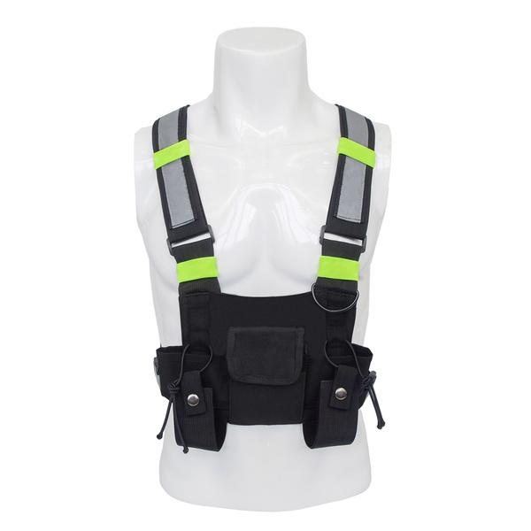 Oumij Universal Hands Free Chest Harness Bag Holster Chest Harness Front Pouch Bright Yellow Chest Harness Chest Front Pack Pouch Holster Vest Rig Carry Case for WalkieTalkie