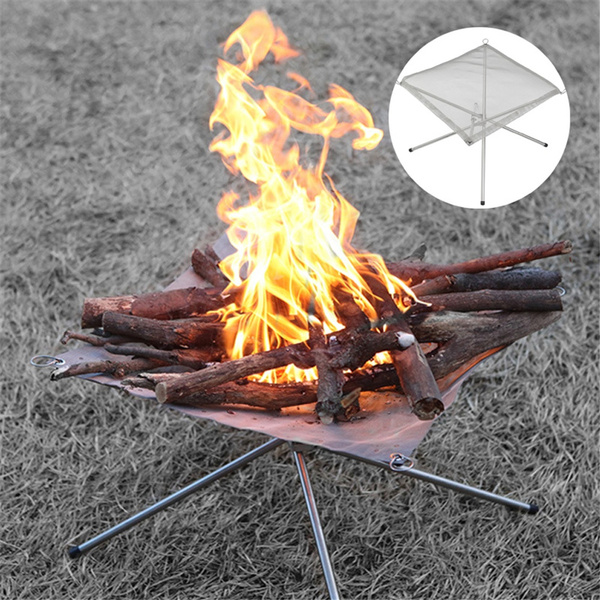 Fire Pit Burning Stand Outdoor Portable Folding Rack Stove Charcoal Fuel Frame 