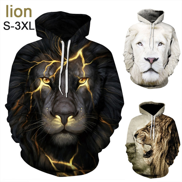 Animal Hoodies Men Women Funny Sweatshirt 3D Lion Print Hoodie