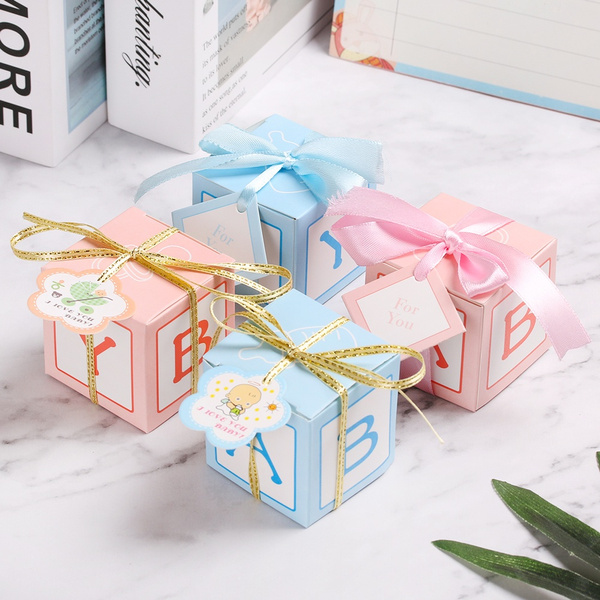50PCS lasing Cut Favor Boxes Party Boxes with 50 Ribbons for Baby Shower F Q6B9 