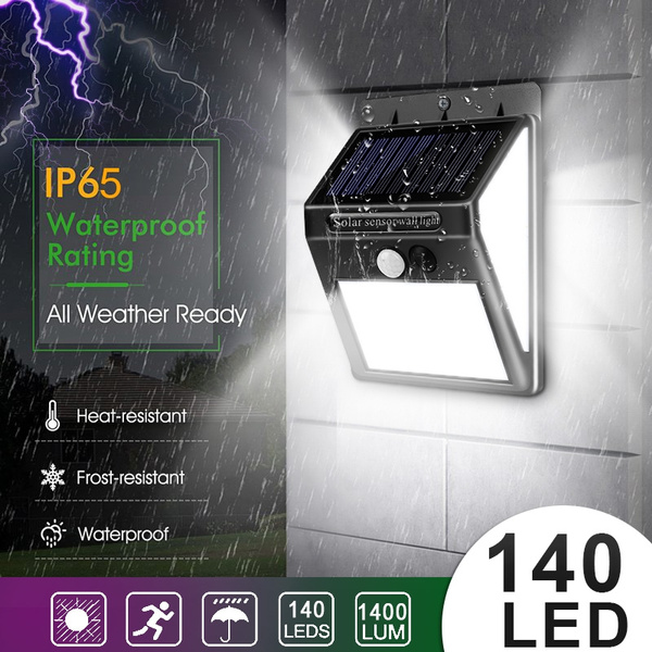 140 LED Solar Lights Wall Light Waterproof Outdoor Security Lighting ...